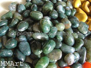 Cuentas de piedras preciosas caídas pulidas de cena verde oscuro Guijarros de piedra de moda para uso de collar Precio por tono - Product Image 5