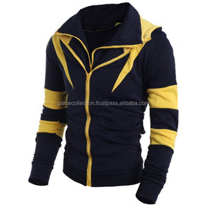 Veste à capuche à double fermeture éclair pour homme, sweat à capuche en polaire à col roulé - Product Image 1
