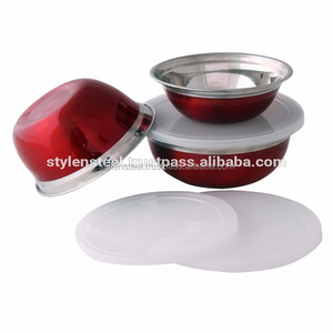 Stainless Steel <b>Lid</b> <b>Bowl</b> <b>with</b> Plastic <b>Lid</b> Set of 3 <b>Mixing</b> <b>Bowl</b> Copper Stainless Steel Serving <b>Bowls</b> Set - Product Image 3