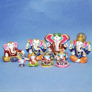 Ganisi — ganti de différentes tailles, cadeau de mariage, ganesha Komoli, Vibrant, Meenakari Ganesha - Product Image 5