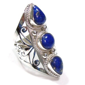 Bagues en pierre de lapis-lazuli bleu naturel, bagues en argent sterling Ebay, bagues en argent népalais, bijoux Jaipur, éternité vermeil - Product Image 4
