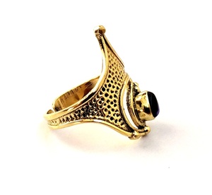 Bague unisexe en pierre d'améthyste de style bohème Bague en laiton avec incrustation de pierres précieuses pour cadeau d'anniversaire - Product Image 3