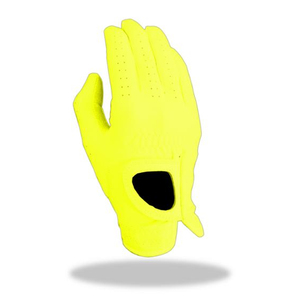 Gants de golf en cuir de cabretta de mouton premium d'Indonésie pour hommes et femmes, couleur jaune, modèle Budi Makmur GGFL, tailles S-XXL - Product Image 1