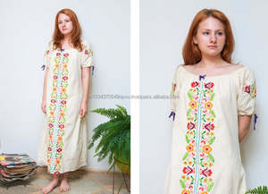 2019เดรสแม็กซี่วินเทจเรียนโบฮีเมียนปักลายดอกไม้แขนสตริงและคอแนววินเทจสำหรับฤดูร้อน - Product Image 3