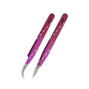 Pinzas de extensión de pestañas de volumen curvo recto ruso de etiqueta privada de belleza profesional puntiagudas de acero inoxidable - Product Image 3