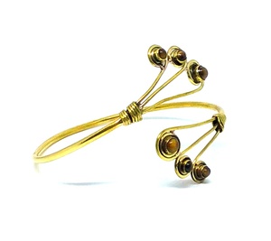 กำไลพลอยตาเสือชุบทองแบบปรับได้กำไลข้อมือหินรูปวงแหวนสำหรับหญิงสาว - Product Image 2