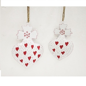 หัวใจแขวนพิมพ์ลายคริสต์มาสหัวใจโลหะสีแดง - Product Image 5