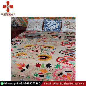 Suzani ผ้าคลุมเตียงแขวนผนัง,ผ้าคลุมเตียงปักลายสำหรับตกแต่งบ้านสไตล์อินเดีย - Product Image 3