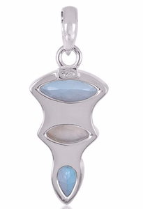 Nouveau conçu bleu topaze arc-en-ciel pierre de lune multi pierres précieuses pendentif solide 925 en argent Sterling bijoux fins pendentifs et breloques - Product Image 3
