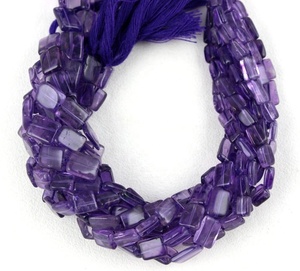 Février pierre de naissance 1 brin naturel bleu améthyste pierre précieuse forme rectangulaire lisse Briolette perles en gros - Product Image 1