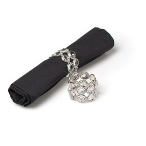 Anneaux de serviette en perles de cristal argenté artisanat porte-serviettes scintillants pour la décoration de table de dîner de fête de mariage - Product Image 4