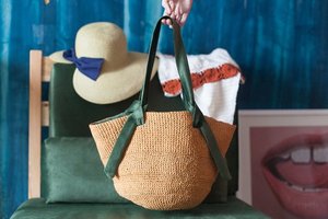 Bolso de rafia de punto vintage con cierre de cremallera, correas de forro de algodón, accesorio de mango elegante - Product Image 3
