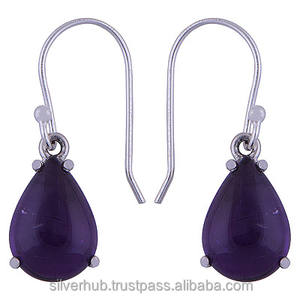 Boucles d'oreilles en argent sterling 925 personnalisées par un créateur, pierre précieuse améthyste, bijoux fins pour femmes, cadeau de fiançailles - Product Image 1