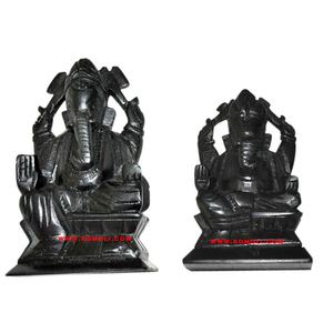 Statue fantaisie en pierre noire, statue anime Ganesha, cadeau de mariage - Product Image 3