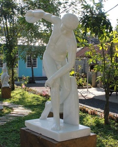 Estatua Griega de Myron Discobolus, Tallada a Mano en Mármol Blanco, Tamaño Personalizado, Decoración de Granito para Jardín Exterior del Hogar, Lanzador de Disco de Myron - Product Image 2