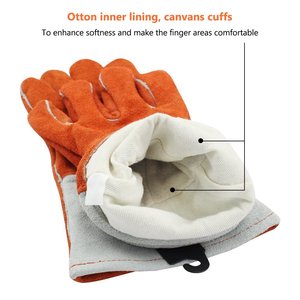Guantes de soldadura de cuero de vaca unisex de alta resistencia, doble panel para protección de manos, guantes de trabajo de seguridad para hombres y mujeres - Product Image 4