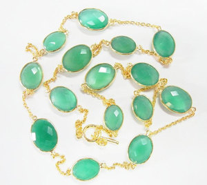 Collar de Plata de Ley con Conector de Bisel de Piedras Preciosas Variadas - Joyería para Regalo y Fiesta para Mujer - Product Image 2
