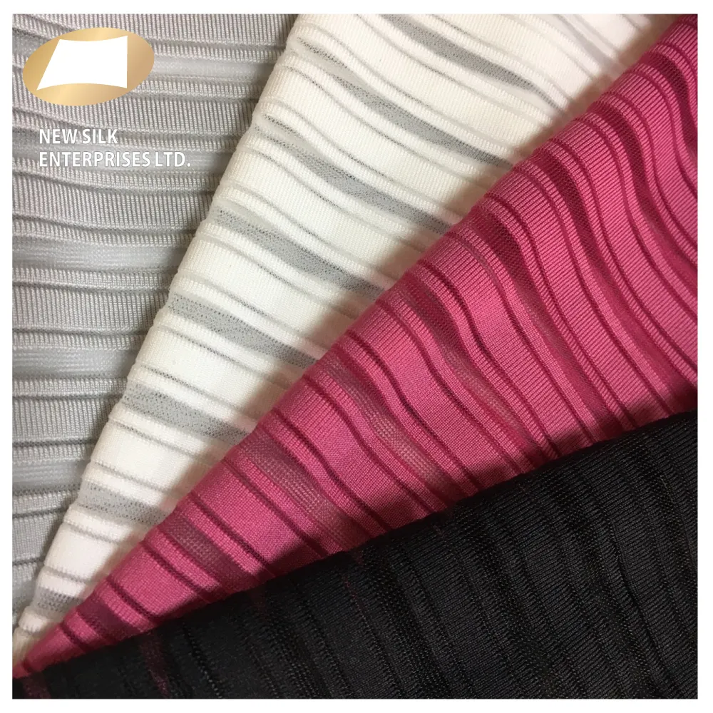 Nylon spandex microfiber monofilament mesh stripe fabric for lining