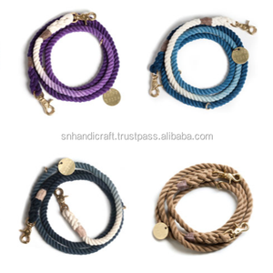 สายจูงสุนัขแบบถักจากเชือกฝ้ายคุณภาพสูง และปลอกคอสุนัขหนังและเชือก - Product Image 1