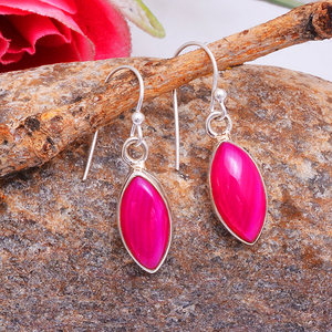 Pendiente de joyería colgante de plata de ley 925 con piedras preciosas de color rosa Marquesa, pendiente de moda para boda, aniversario para Unisex - Product Image 3