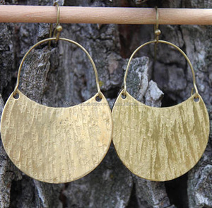 2017 recién llegado pendientes de aro de joyería de moda Tribal de latón martillado para regalo de fiesta compromiso - Product Image 1