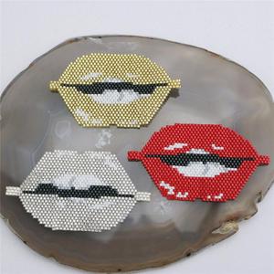High Quality Big Lips Shape Miyuki Seed Jewelry Charm,<b>red</b>/silver/gold Color Seed Beads - Product Image 1