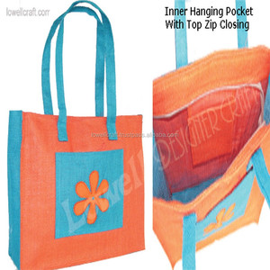 Factory Wholesale Eco Friendly Reusable Custom Rope Handle Cotton Canvas Large (>50cm) Beach Tote <b>Bag</b> From Delhi - Product Image 5