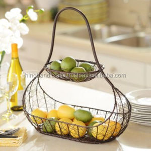 Cesta de malla de alambre de metal para compradores con revestimiento de polvo negro Organizadores de cocina de diseño personalizado - Product Image 2