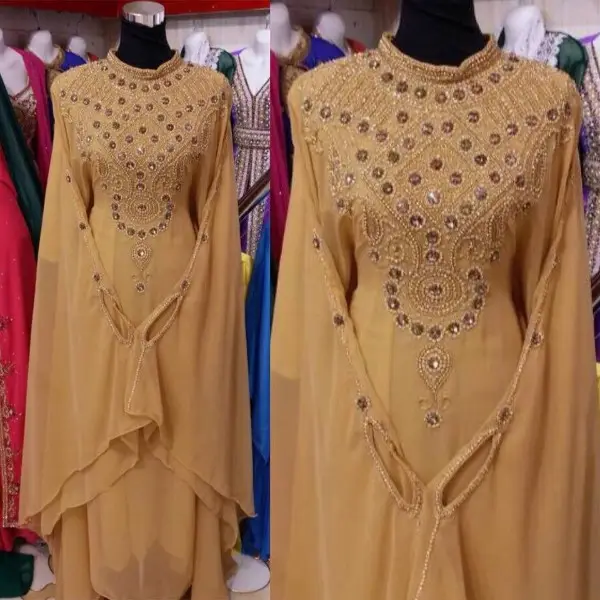 newest dubai islamic abaya beaded kaftan heavy bead work farasha summer comfortable wear