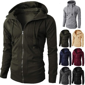 Sweat-shirt à capuche pour hommes, vêtement d'extérieur Slim avec fermeture éclair, veste chaude d'hiver, 2020 - Product Image 3