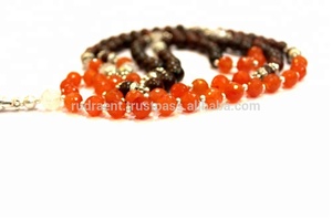 Collier unisexe en pierre de cornaline naturelle et perles de Yoga Mala Style bohème pour fête bouddhiste ou cadeau spirituel indien - Product Image 2
