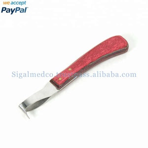 Cuchillo para Pezuñas de Marca Alibaba, Instrumento Veterinario, para Diestros, Acero Inoxidable Japonés 410, Acabado Plateado, Mango de Madera - Product Image 3