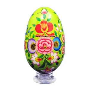Décor floral peint à la main en bois d'autruche, œuf de pâques, 1 pièce