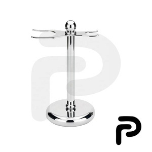 Soporte de brocha de afeitar de acero inoxidable pulido con soporte de maquinilla de afeitar de seguridad para hombres con logotipo personalizado - Product Image 1
