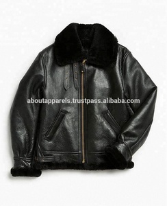 Big Pockets Men Winter Plus Size Breathable Motorbike Genuine Sheepskin Leather Overcoat - Product Image 2