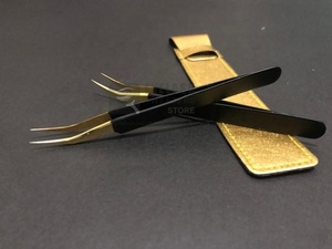 Vetus Tweezer 5B-SA Solid Black Powder Coated Japanese Stainless Steel <b>Isolation</b> Tweezers for Eyelash Extension - Product Image 6