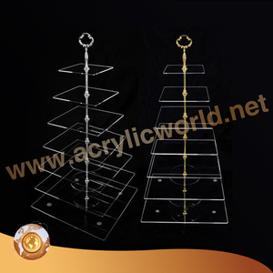 Fábrica al por mayor personalizado 3 niveles de acrílico transparente Pastel de Bodas postre soporte colgante - Product Image 6