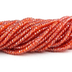 16" Long Natural <b>Red</b> Zircon Faceted Rondelle Shiny <b>Beads</b> Top Grade Quality Making Handmade Jewelry Necklace - Product Image 1