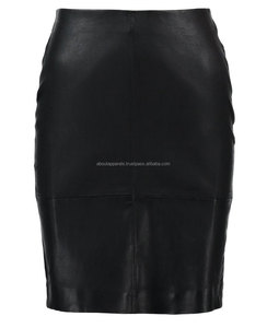 OEM แฟชั่นใหม่สีดำแน่นสั้นผู้ใหญ่ผู้หญิงหนังกระโปรง - Product Image 1