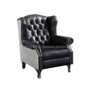 Moderne pour Aviator Canapé en cuir à dossier haut Chaise de loisirs en cuir véritable pour le salon - Product Image 1