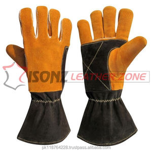 Gants de sécurité en cuir de vache fendu véritable style conducteur Gants de soudage anti-coupure et anti-impact à double paume - Product Image 1