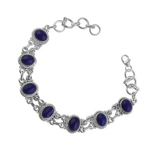 Bracelet en pierre naturelle Lapis Lazuli, eleshaut de gamme, fait à la main, 925 - Product Image 1