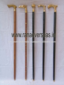 Black and Brown Coloured Sheesham <b>Wood</b> Walking <b>Sticks</b> With Brass Handle for Old Women & Men - Product Image 4