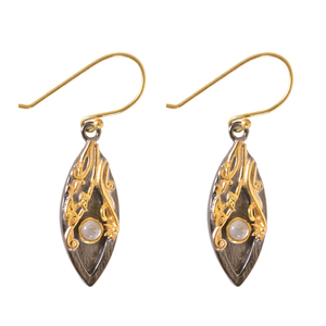 Rainbow Moonstone 925 Sterling Silver Drop <b>Earrings</b> 18k Gold Plated Floral Cross Pattern Hoop Trendy <b>Pearl</b> <b>Diamond</b> Jewelry - Product Image 1