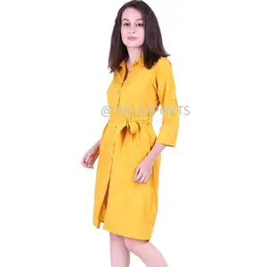 ออกแบบใหม่ร้อนขายโรงงาน Plus ขนาดที่กำหนดเองชุดธรรมดาสำหรับผู้หญิงเข่าความยาวปุ่มสีทอง - Product Image 1