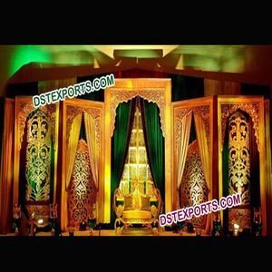Panneaux de toile de fond sculptés à la main pour mariage indien panneaux de toile de fond sculptés en fibre traditionnelle mariage musulman décor de scène arrière configuration USA - Product Image 1
