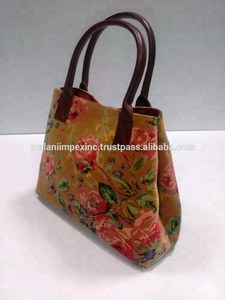 Artisan Crafted Printed Cotton Velvet Ladies Handbags <b>Boho</b> Fashion <b>Bags</b> Manufacturer - Product Image 3