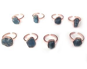 Bague vintage en pierre brute, pierre brute, naturelle, plaqué or Rose, ajustable, vente en gros, bijoux - Product Image 3