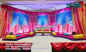 Colorful Zari Work Wedding <b>Backdrop</b> Customized Mehandi Stage <b>Backdrop</b> Curtains Indian Wedding Mandap <b>Backdrops</b> for Sale - Product Image 6