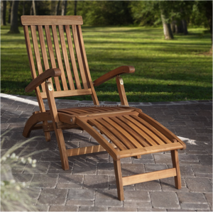Chaise longue moderne en bois d'acacia pour la vie en plein air, ferme et villa, pliable pour la plage, le jardin, l'entrepôt, l'hôtel, l'école, la maison et le bureau - Product Image 1